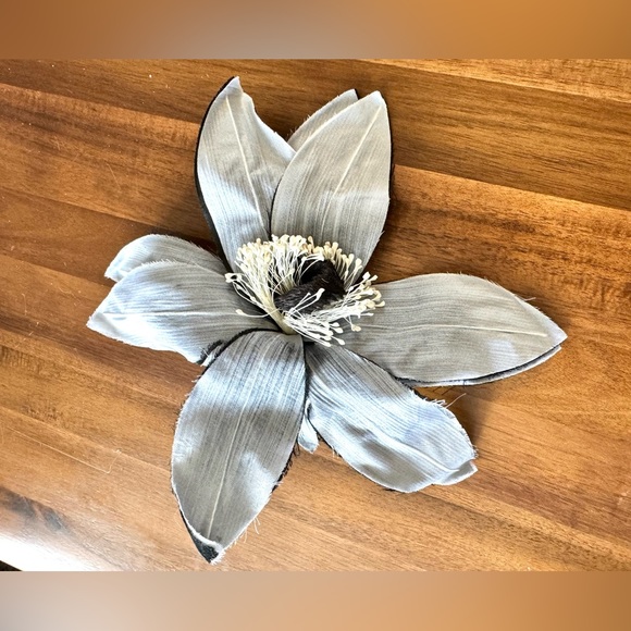 Vintage Large French Silver Flower Barrette - Picture 2 of 6